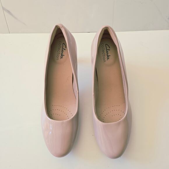 Clarks Ambyr Joy Dusty Pink Patent Leather Pump Heels Size 8.5 - Picture 2 of 11